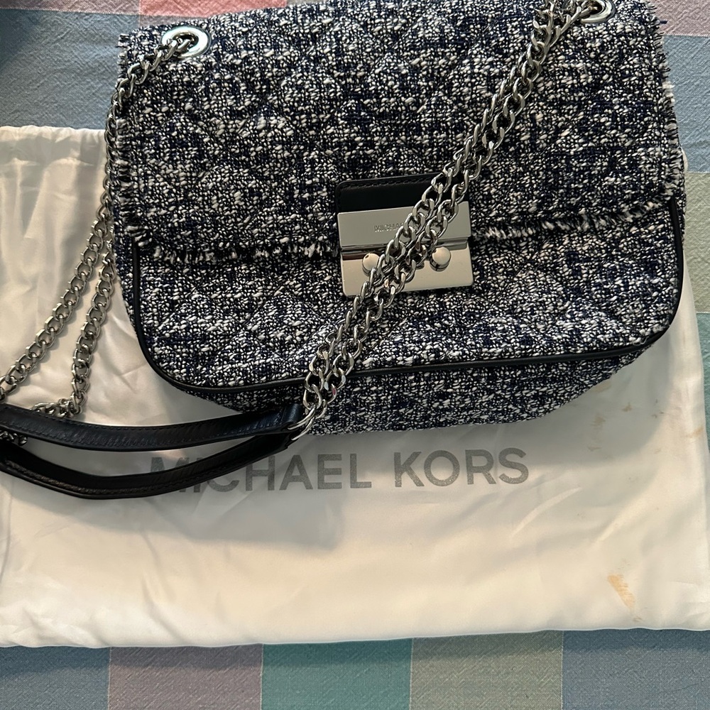 Michael Kors Navy Tweed Shoulder Bag